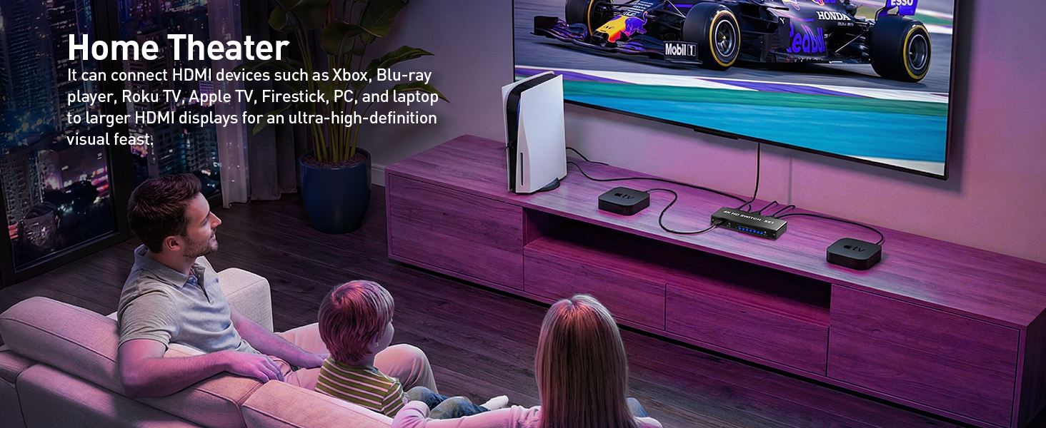 HDMI switcher is suitable for watching movies