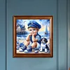 (US Local)Paint By Numbers Kit On Canvas DIY Oil Art Seaside Boy and Dog Picture Home Decor40x40cm