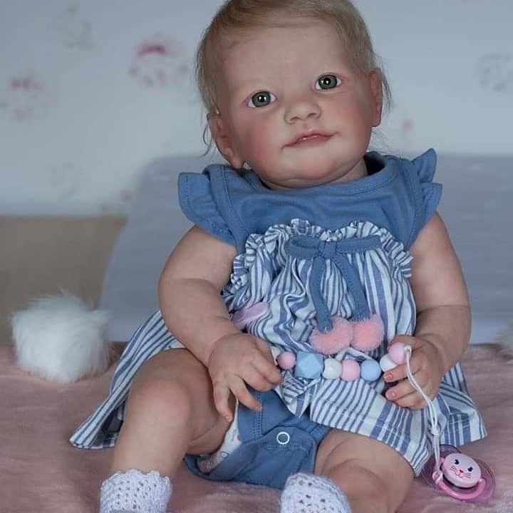 Tobiah Reborn Baby 22'' Silicone Dolls Girl Vera, Wear A Pacifier，Can Take A Bath