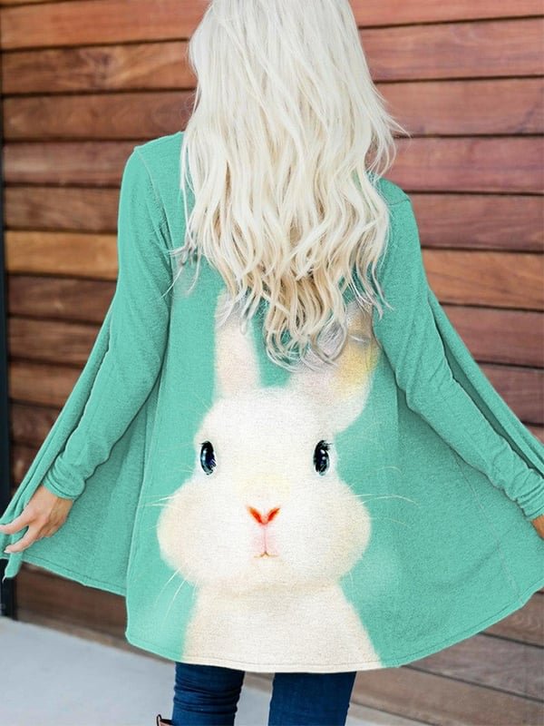 Women's Easter Bunny Print Lightweight Cardigan