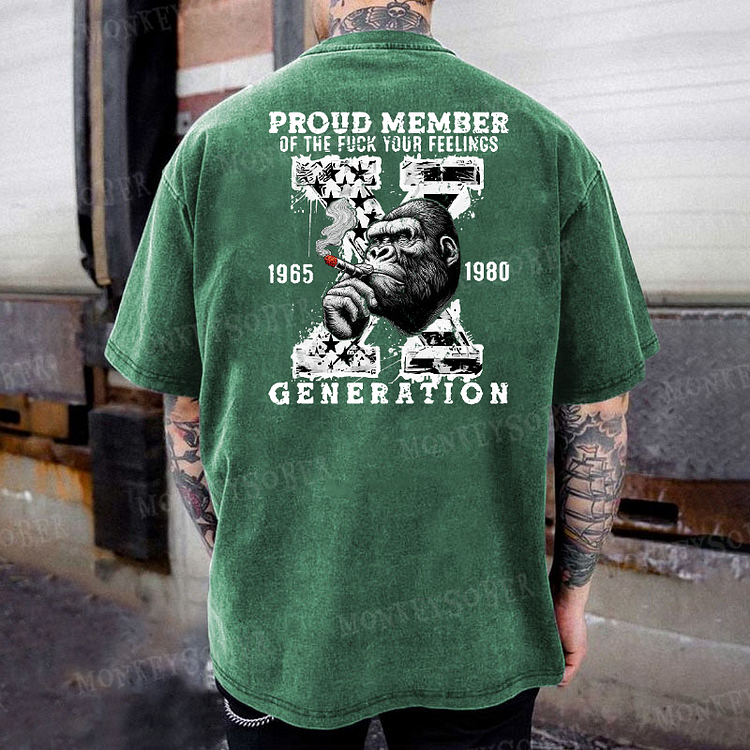 Gen X Monkey EST.1980 Printing Monkey Washed T-Shirt