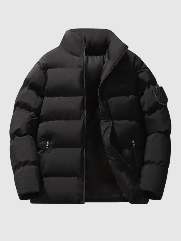 Men's Stand Collar Zippers Design Puffer Padded Jacket