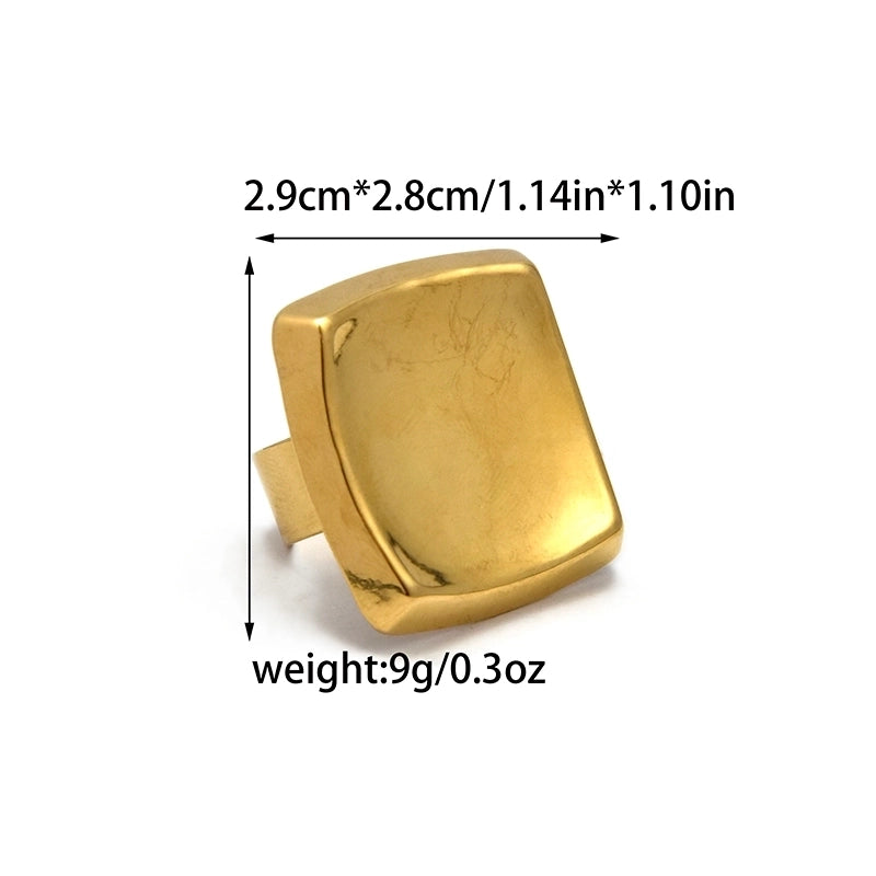 Modern Style Minimalist Commute Geometric 304 Stainless Steel 14K Gold Plated Rings
