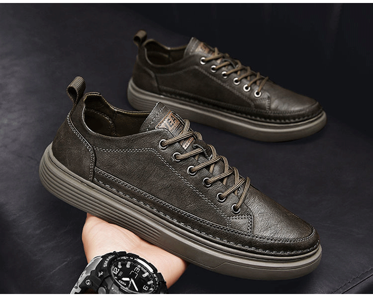 2022 autumn and winter new black texture daily small leather shoes men ...