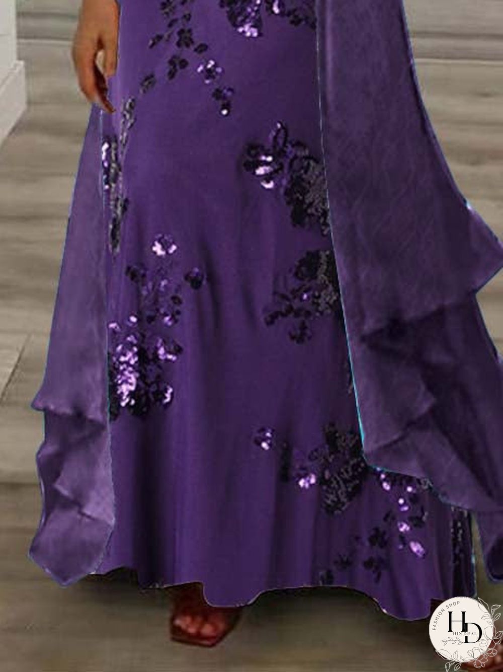 Women's Long Sleeve V-neck Graphic Printed Two Pieces Maxi Dress