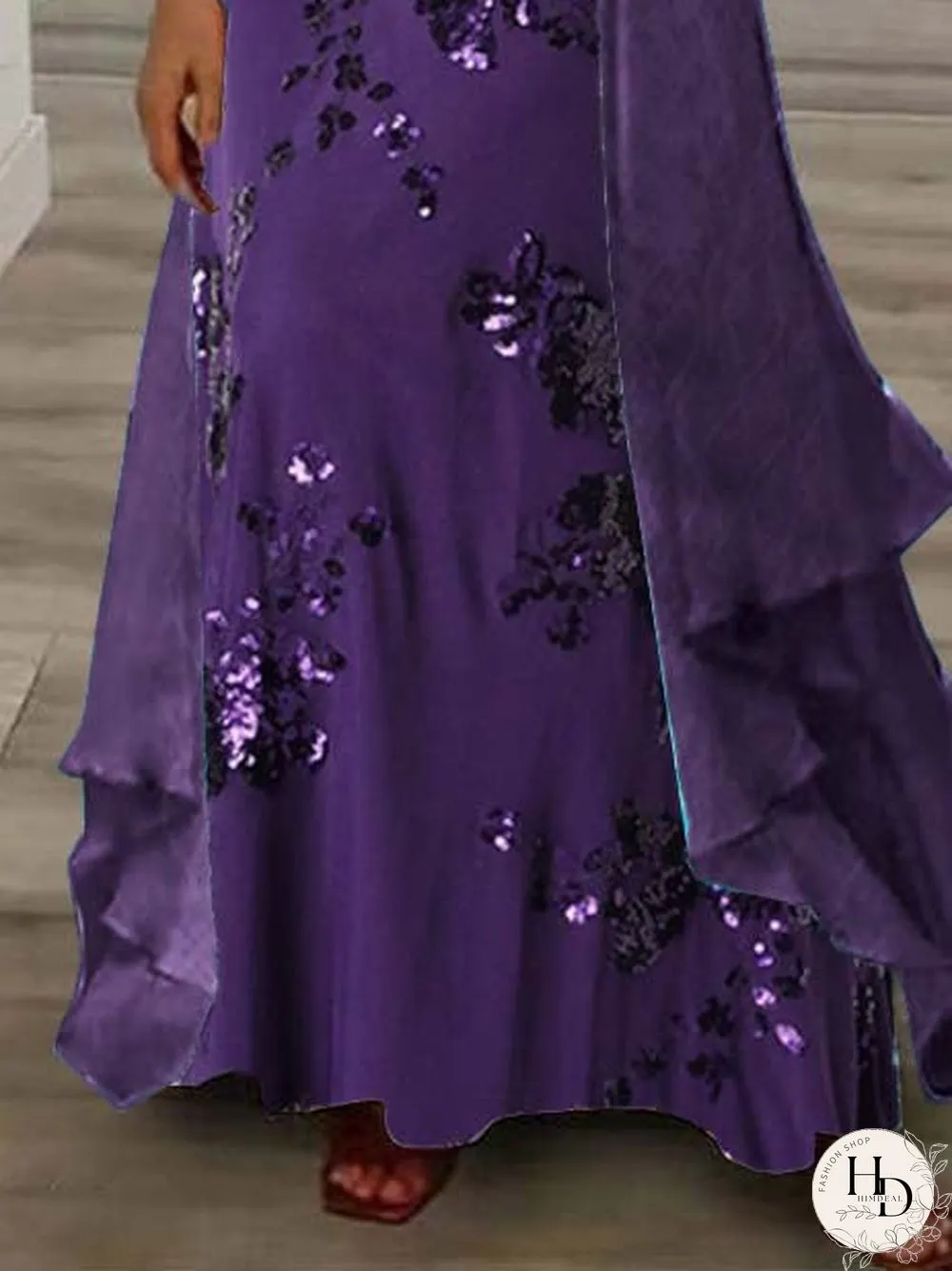 Women's Long Sleeve V-neck Graphic Printed Two Pieces Maxi Dress