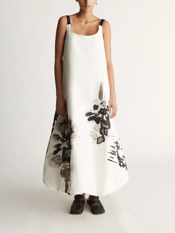 Adjustable Metal Sliders Strap Open Back Cut-out Maxi Dress