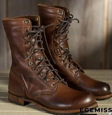 Men's Vintage Handcrafted Lace Up High Boots | EGEMISS