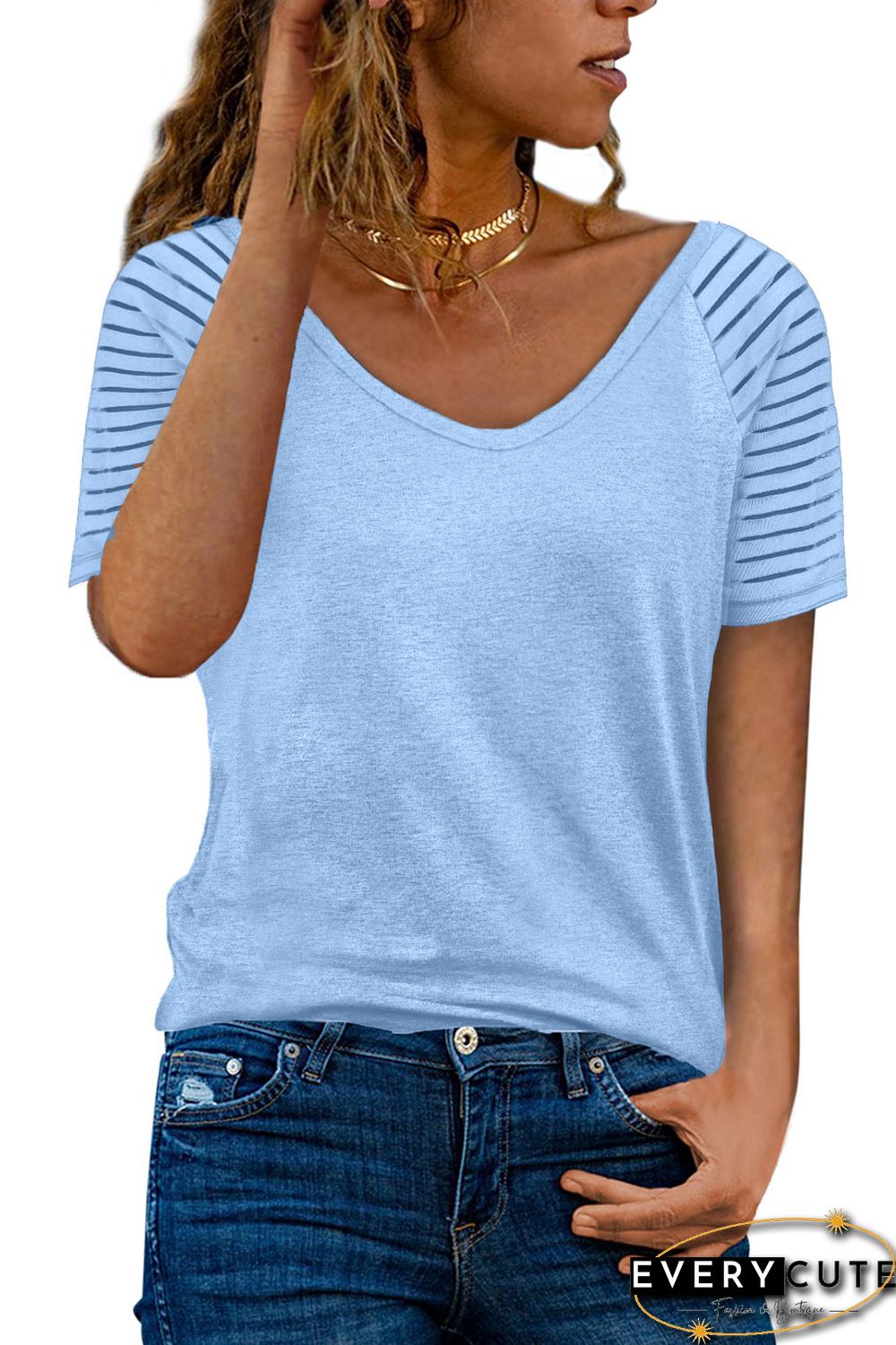 Striped Raglan Sleeve Tee