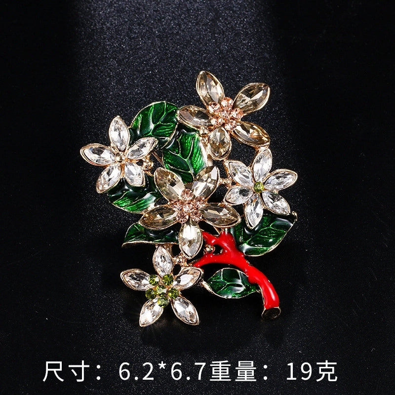 Korean Style Pin Flower Alloy Plating Rhinestones Women’S Brooches