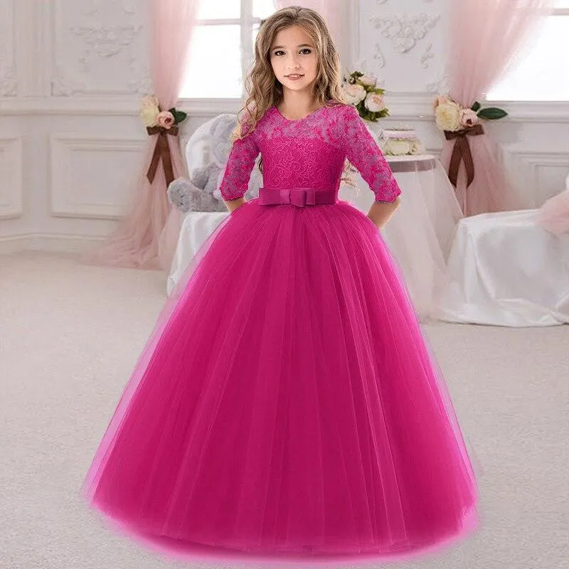 2021 Summer White Bridesmaid Girl Party Dress Wedding Dress Kids Dresses For Girls Children Clothing Princess Dress 10 12 Years