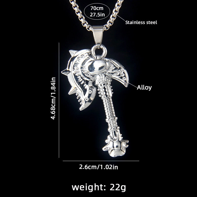 Hip-Hop Punk Axe 201 Stainless Steel Zinc Alloy Square Pearl Chain Pendant Necklaces