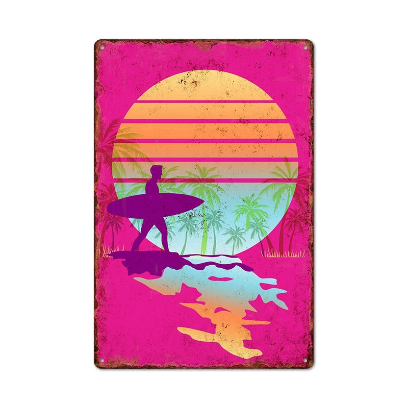 Beach Artistic Letter Landscape Iron Mural Wall Art