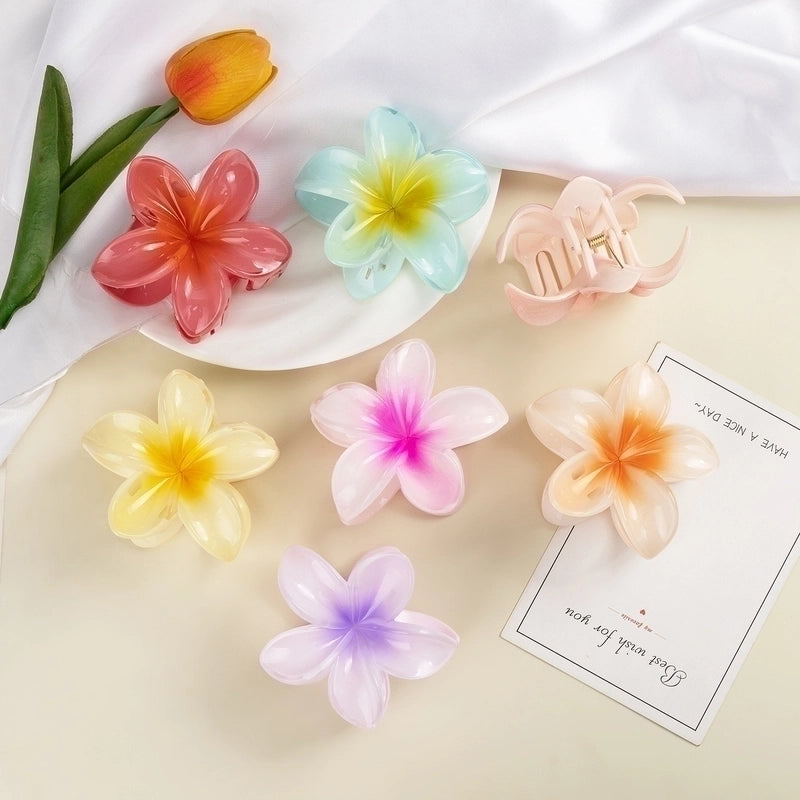 12 Pieces Women’s Minimalist Flower Plastic Resin Stoving Varnish Hair Claws