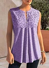 Plus Size Lace Stitching Button Up Tank Top