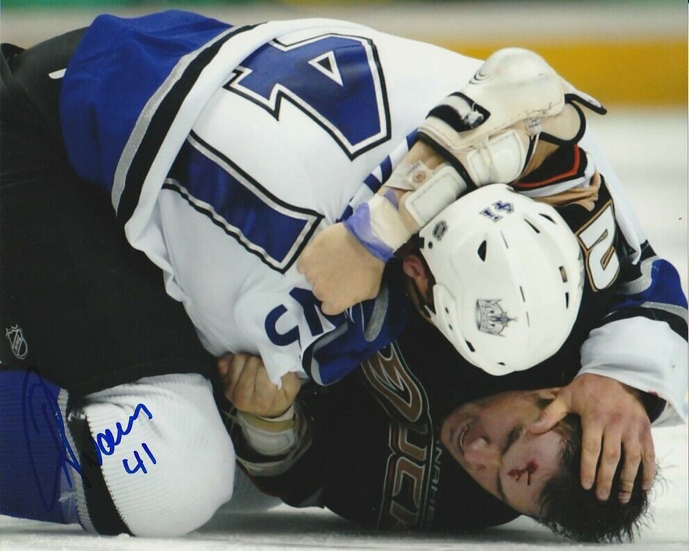 RAITIS IVANANS SIGNED LOS ANGELES LA KINGS FIGHT 8x10 Photo Poster painting #1 Autograph