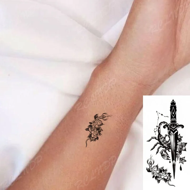 Waterproof Temporary Tattoo Sticker Compass Arrow Roman Clock Anchor Small Body Art Flash Tattoo Fake Tattoo for Women Men