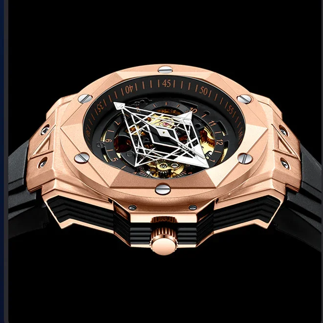 Fashion Men's Automatic Mechanical Watch Silicone Waterproof Sports Watch