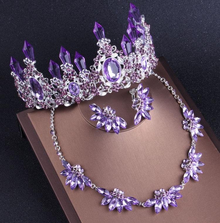 Crystal Bridal Jewelry Sets Necklaces Earrings Crown Tiaras Set Wedding Jewelry