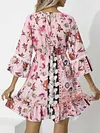 Half Sleeve Floral Print Split-Joint Empire A-Line Mini Dress