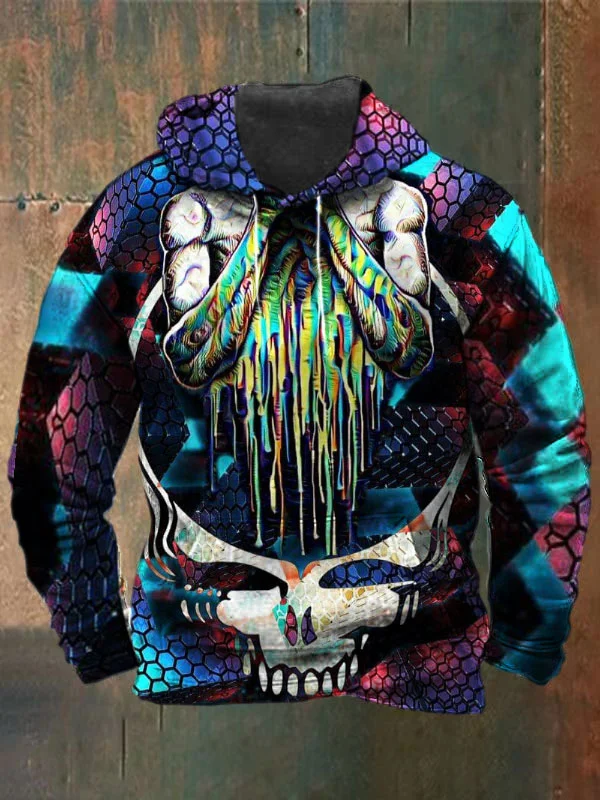 Unisex Skull Print Heavyweight Hoodies