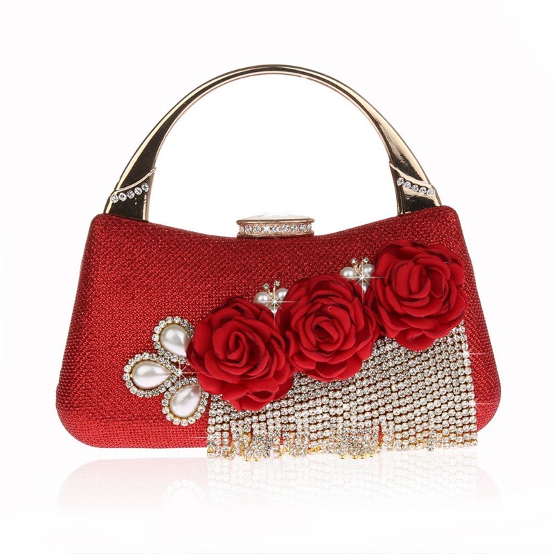 Women's Fashion Three-dimensional Flowers with Rhinestone Tassel Handbag | Oxredo Shop Ramadan Sale
