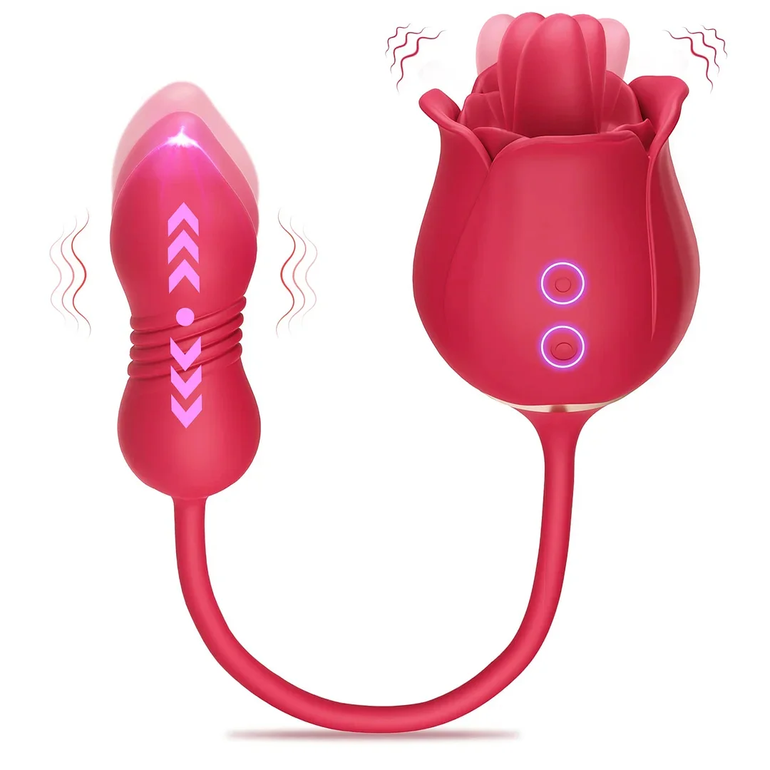 Rose Toy Vibrator Female Telescopic Egg Jumping  Tongue Licker Sex Toys