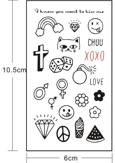 Waterproof Temporary Tattoo Sticker Love Heart Pattern Letters Design Arabic Writing Flash Tatoo Fake Tatto for Woman Men