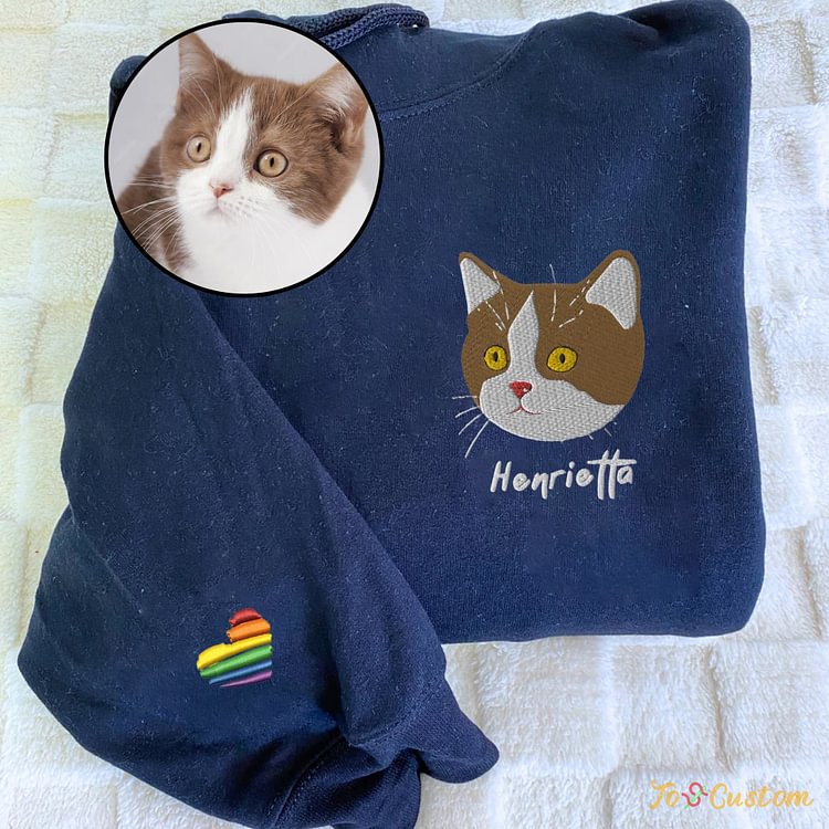 TOSCUSTOM™ Custom British Cat Embroidered Sweatshirt Personalized Pet Hoodie with Name