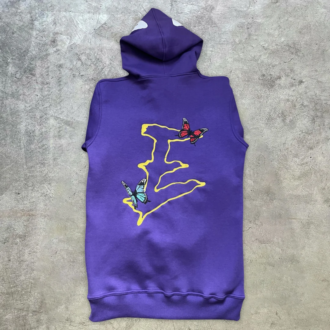 Butterfly Skull Fashion Full Zip Hoodie