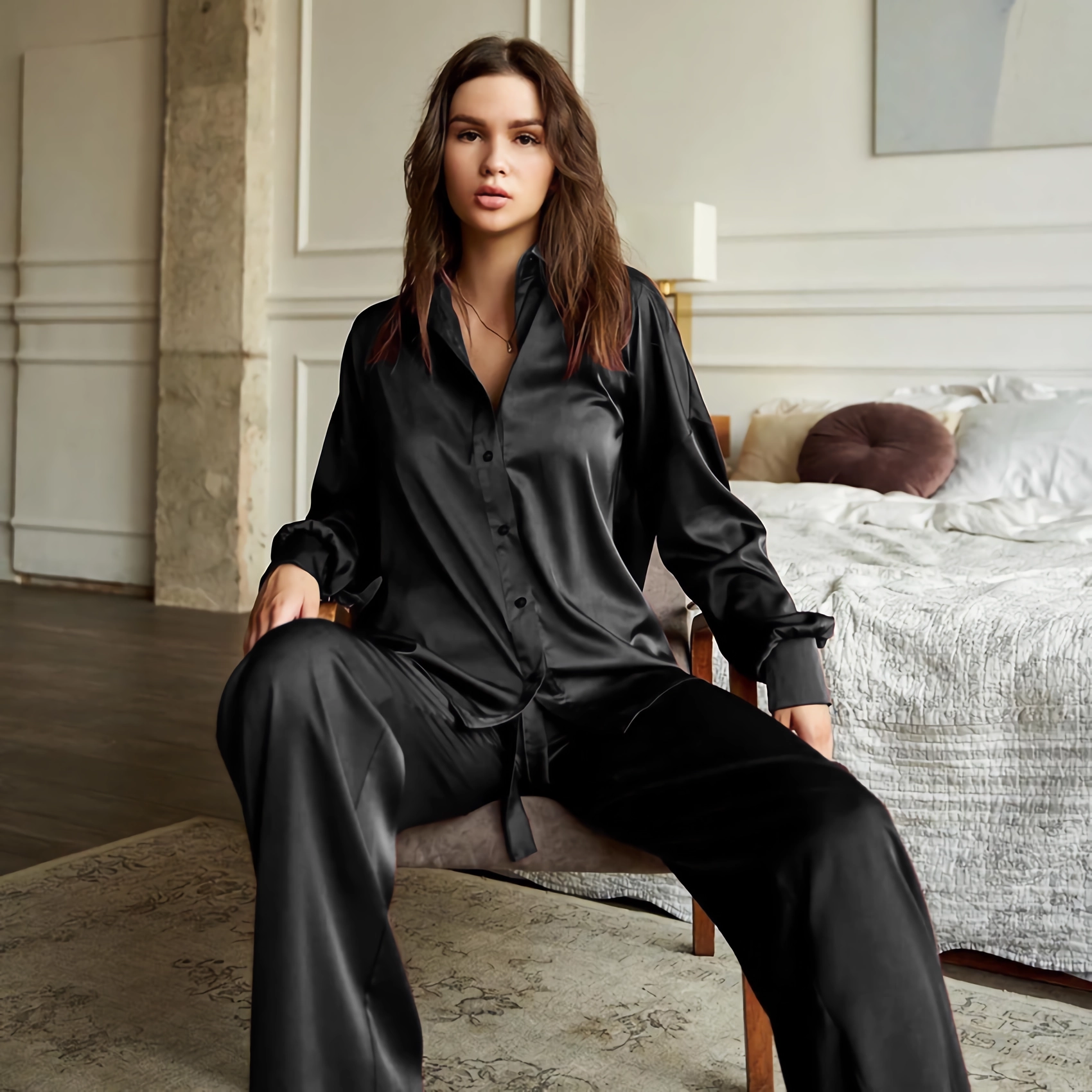 22 Momme Women's Silk Pajamas Set Long Sleeve REAL SILK LIFE