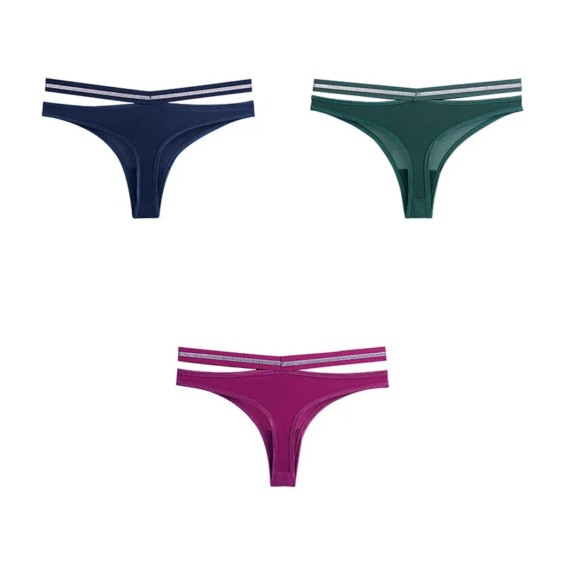 3pcs Seamless Underwear For Woman Sexy Thongs Women's Lingerie Bikini Sports Female Panties Ice Silk Woman Intimates BANNIROU