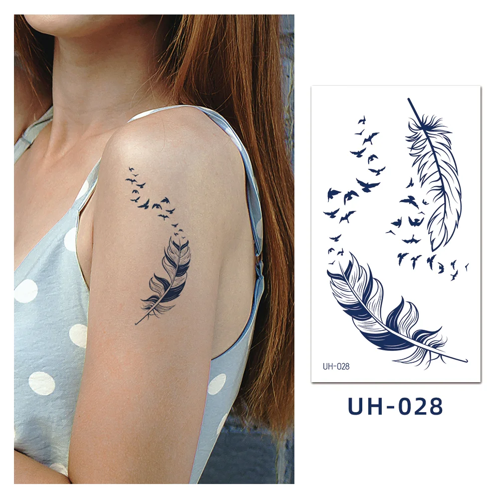 Sdrawing Stickers Semi-permanent Juice Lasting Tattoo Blue Butterfly Fake Waterproof Tattoos Temporary Women Arm Chest Body Art