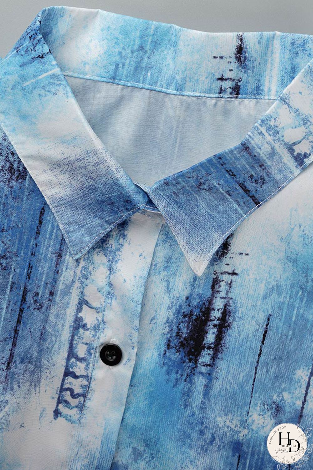 Black Pink Casual Print Patchwork Slit Turndown Collar Tops