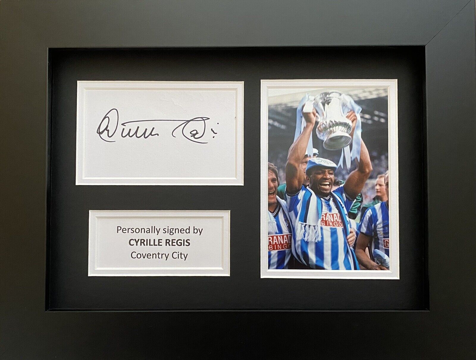 Cyrille Regis Hand Signed White Card In A4 Coventry City Frame Display