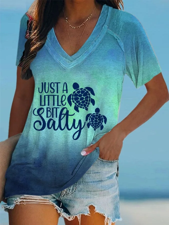 🔥Buy 3 Get 10% Off🔥Women's Hawaiian Just a Little Bit Salty Print  Casual T-Shirt