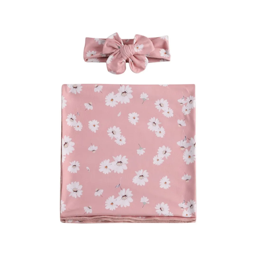 Baby Swaddling Clothes, Sleeping Bag, Home Outdoor Wrapped Cotton Soft Lace-up Large Towel Infants Wear with Headband