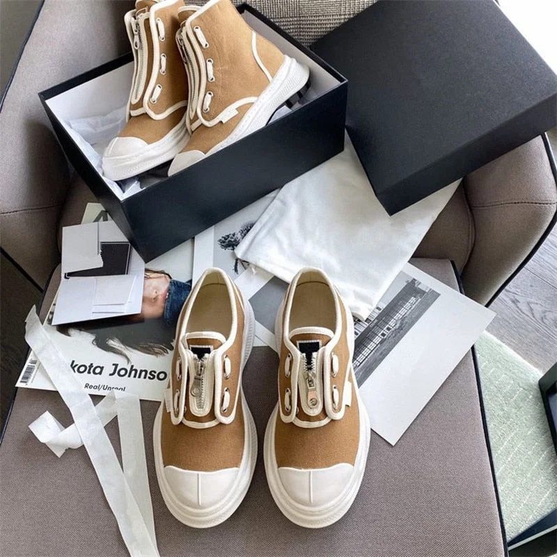 Retro Ladies Canvas Shoes Zapatillas Mujer Casual Flat Platform Shoes Mixed Colors Sneakers Women Round Toe Cozy Female Shoes