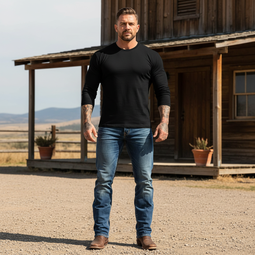 Men's Vintage Solid Color Crew Neck Long Sleeve T-Shirt