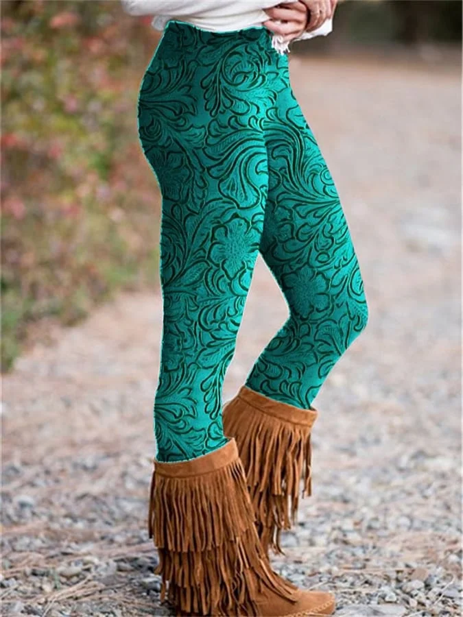 Western Print Skinny Stretch Leggings