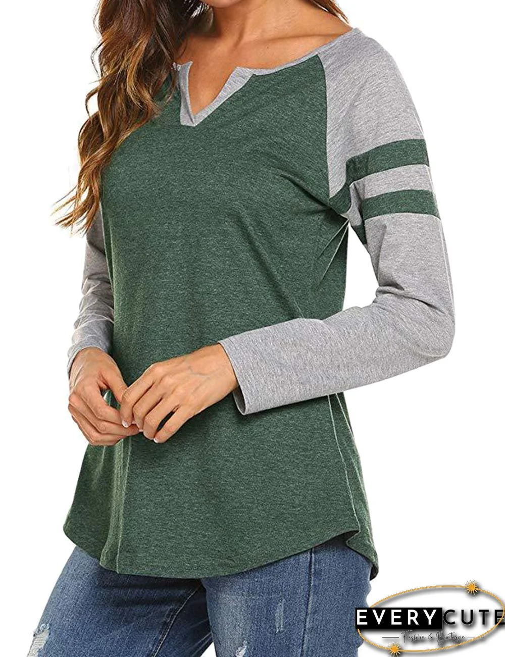 Green Grey Stripe Long Sleeve