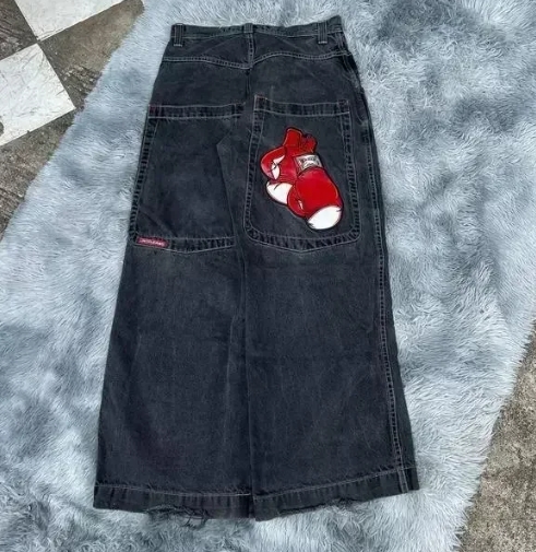 Smartcraftluck New Street Skull Jeans Men Y2K American Harajuku Punk Rock Straight Pants Gothic Loose Leisure Personality Trousers Unisex Pants Pants