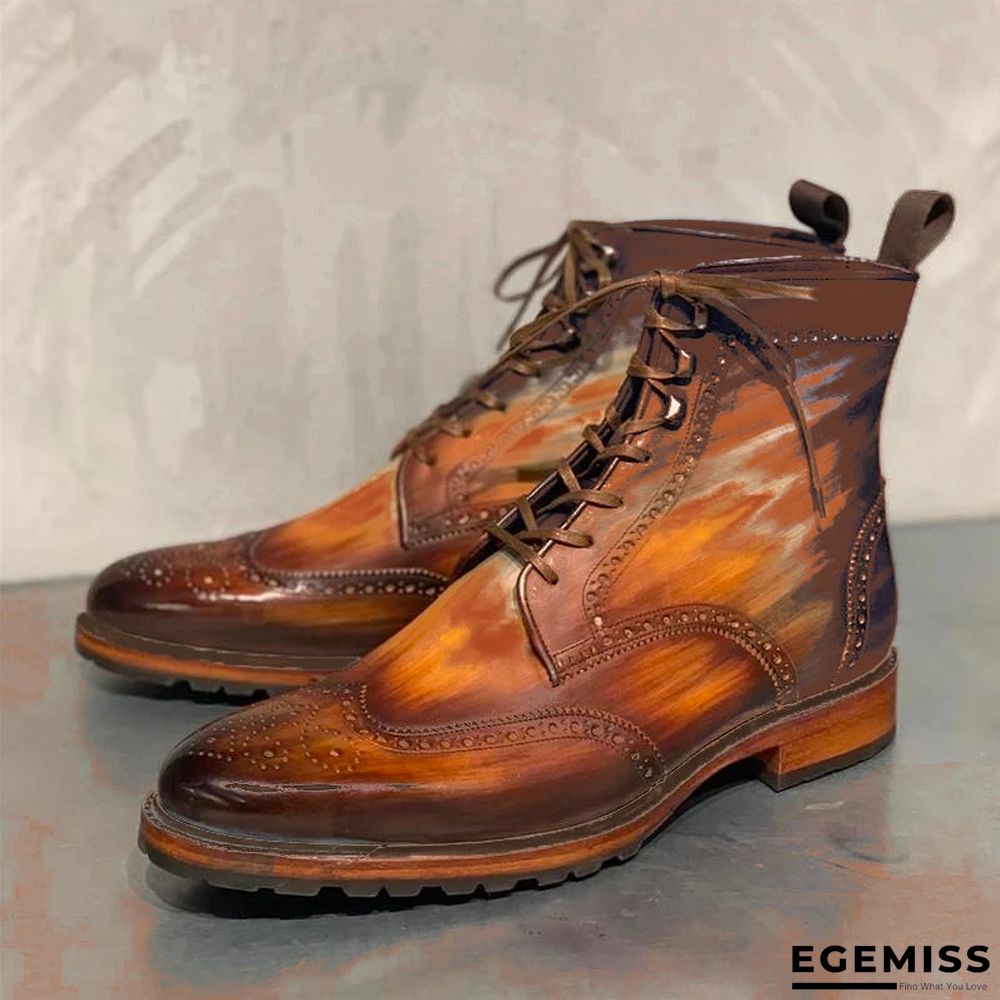 Bullock Carved Genuine Leather Vintage Rub Color Martin Boots | EGEMISS