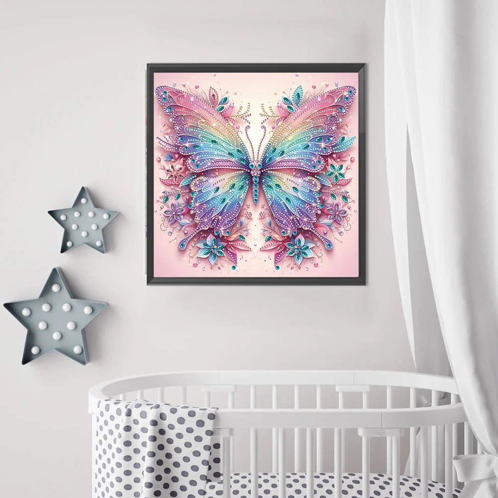 Diamond Painting - Partial Special Shaped Drill - Butterfly(Canvas|30*30cm)