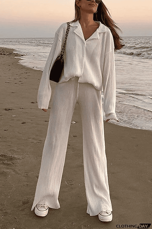 Pleated Oversized Shirt and Trouser Set