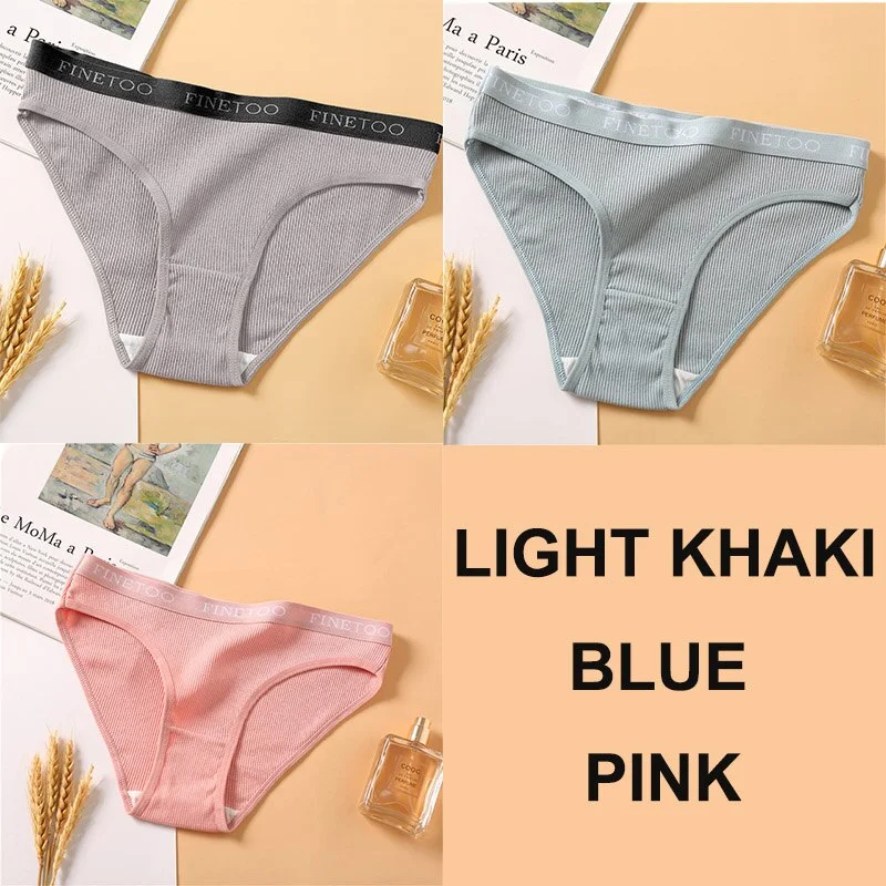 3PCS Women Cotton Underwear Panties Female Sexy Briefs Brand  Band Waist Pantys Set Solid Color Intimates Lingerie for Girl M-XL