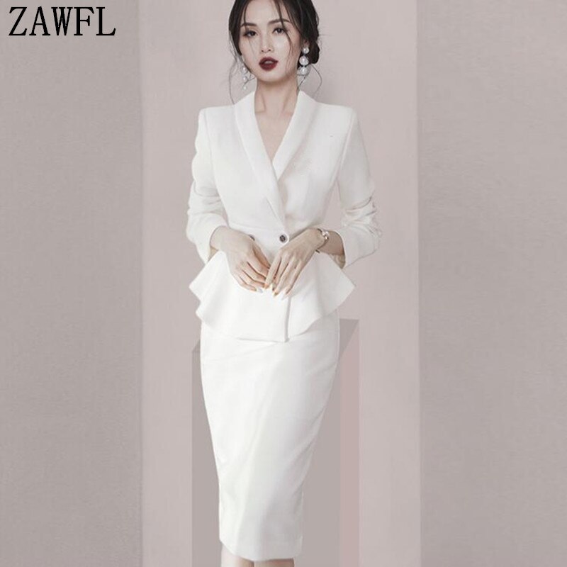 Brownm Women Business Skirt Suit 2022 Korean Fashion Elegant Irregular ...