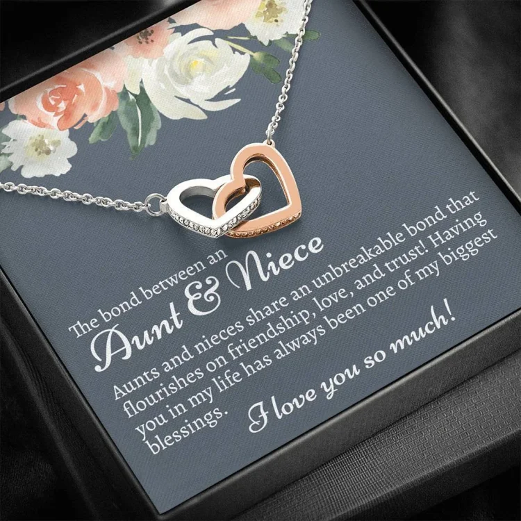 Aunt & Niece Necklace Gift Set S925 Sterling Siver Necklace Interlocking Heart Necklace