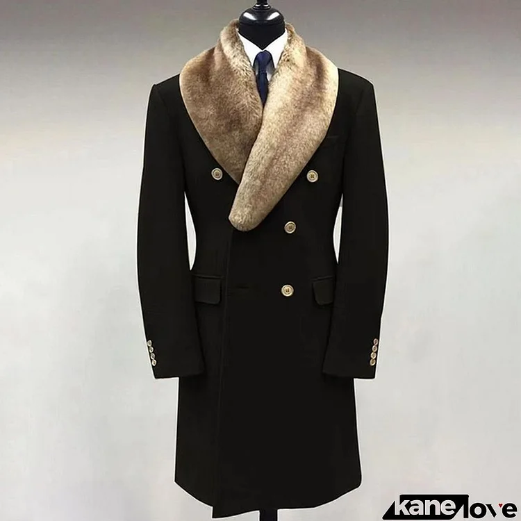 Fashion Casual Fur Lapel Collar Graphic Pattern Long Sleeve Coat