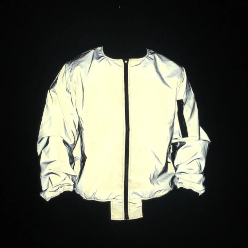 Woherb Fall And Winter Male And Female All Reflective Flight Jacket High Street Outdoor Sports Reflective Trench Coat Baseball Jacket-Outfit Ideas